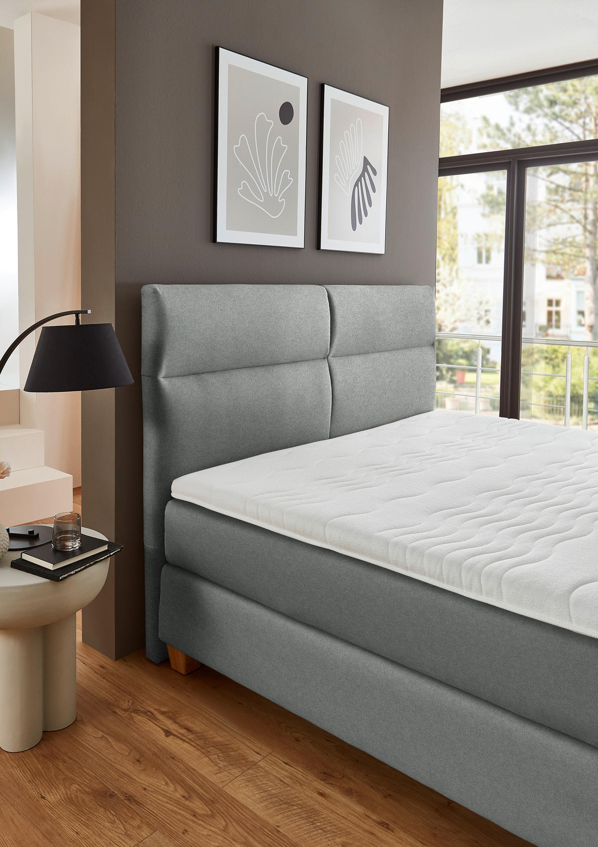 BOXSPRINGBETT 180/200 cm  in Grau  - Naturfarben/Grau, MODERN, Holz/Textil (180/200cm) - Beldomo - Sleep