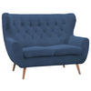2-SITZER-SOFA Cord Blau  - Blau/Eichefarben, Design, Holz/Textil (137/101/95cm) - Stylife