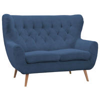 2-SITZER-SOFA Cord Blau  - Blau/Eichefarben, Design, Holz/Textil (137/101/95cm) - Stylife