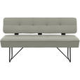 SITZBANK in Metall, Leder Hellgrau  - Hellgrau/Schwarz, Design, Leder/Metall (165/88/66cm) - Moderano