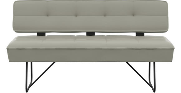 SITZBANK in Metall, Leder Hellgrau  - Hellgrau/Schwarz, Design, Leder/Metall (165/88/66cm) - Moderano