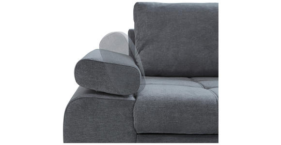 ECKSOFA Grau Flachgewebe  - Chromfarben/Weiß, Design, Kunststoff/Textil (294/173cm) - Carryhome