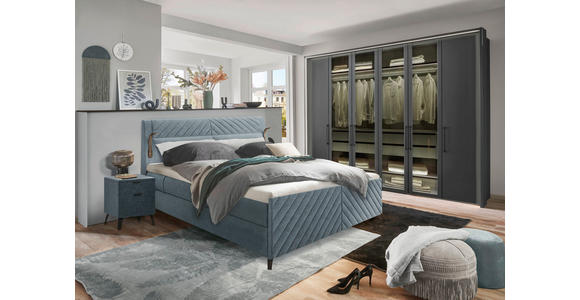 BOXSPRINGBETT 180/200 cm in Petrol - Petrol/Schwarz, Design, Textil/Metall (180/200cm) - Esposa