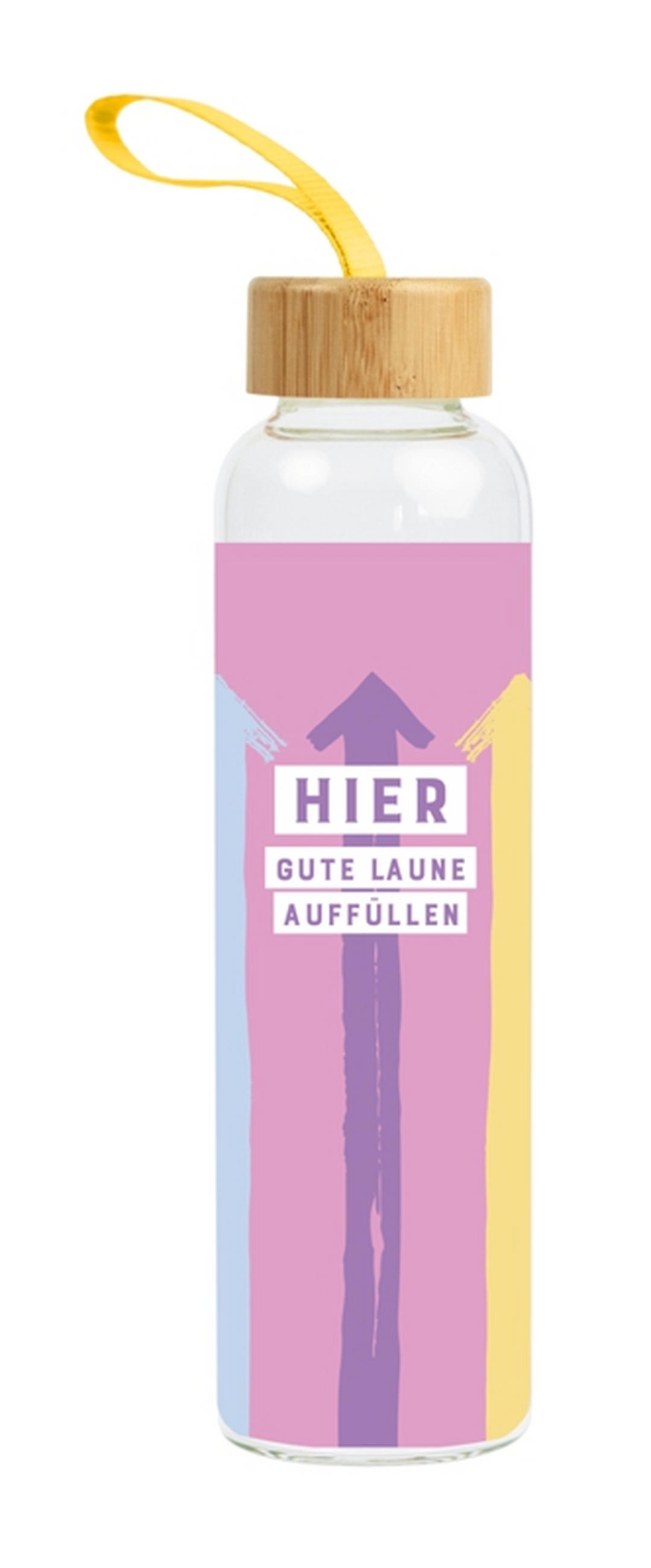 TRINKFLASCHE 0,55 L  - Trend, Glas/Holz (6,5/24cm)