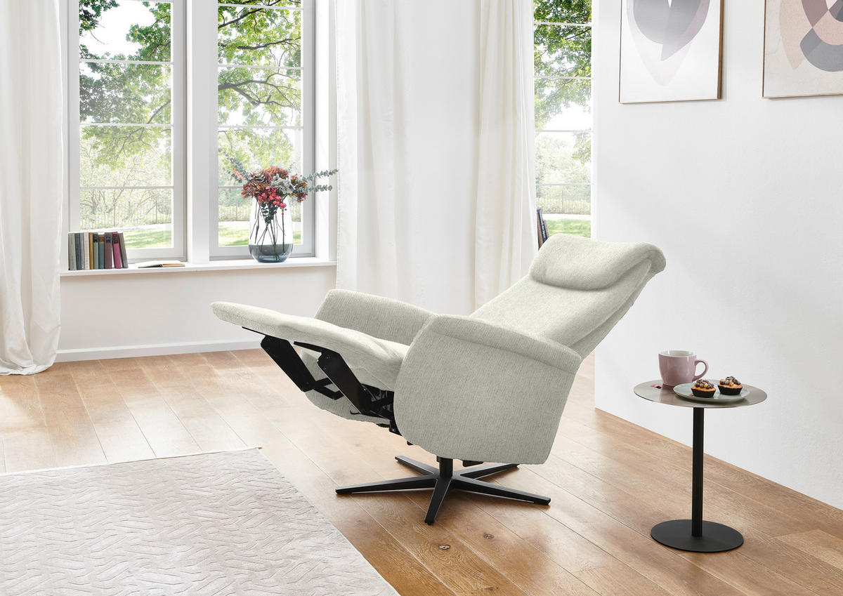 RELAXSESSEL in Textil Naturfarben  - Schwarz/Naturfarben, Design, Textil/Metall (77/115/89cm) - Pure Home Comfort