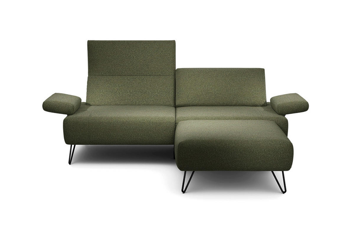 2,5-SITZER Chenille Waldgrün  - Waldgrün/Schwarz, Design, Textil/Metall (204-234/85/86-94cm) - SENSOO