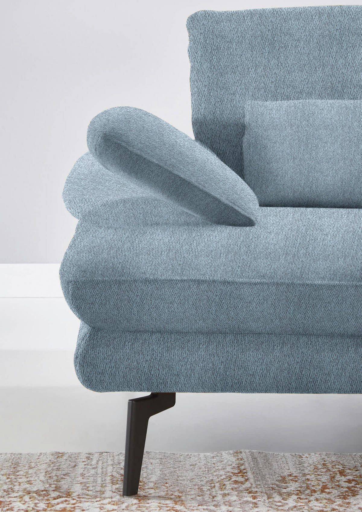 ECKSOFA in Chenille Blau  310/180 cm  - Blau/Schwarz, Design, Textil/Metall (310/180cm) - Dieter Knoll