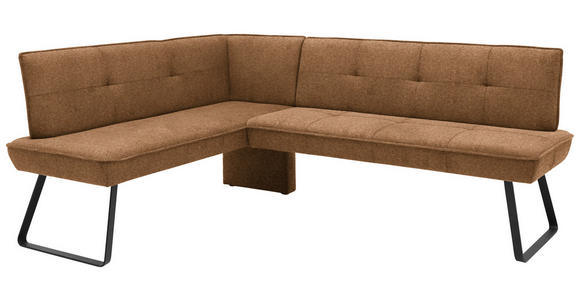 ECKBANK 134/169 cm  in Schwarz, Cognac  - Cognac/Schwarz, Design, Textil/Metall (134/169cm) - Dieter Knoll