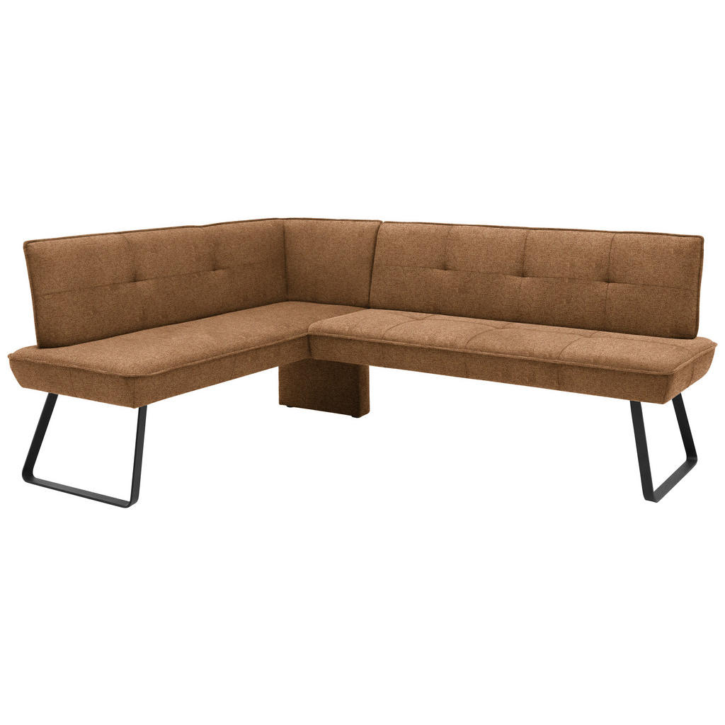Thumbnail - Dieter Knoll Eckbank, Schwarz, Cognac, Metall, Textil, L-Form, 192x157 cm, Goldenes M, Emas, Dgm, Fußauswahl, Lederauswa...