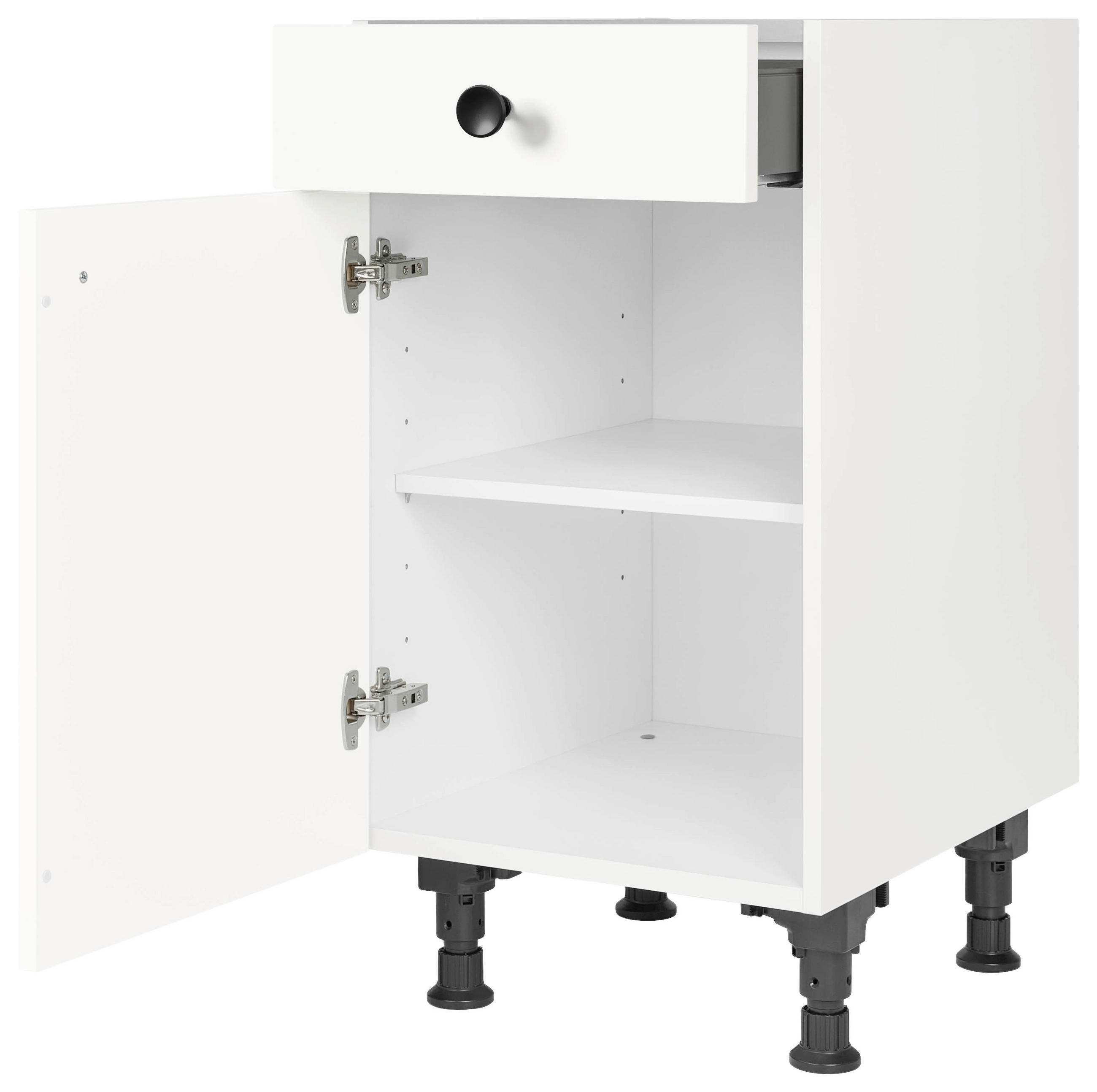 SCHUBKASTENUNTERSCHRANK 45/87/56 cm  in Weiß  - Schwarz/Weiß, MODERN, Holzwerkstoff/Metall (45/87/56cm) - Nobilia