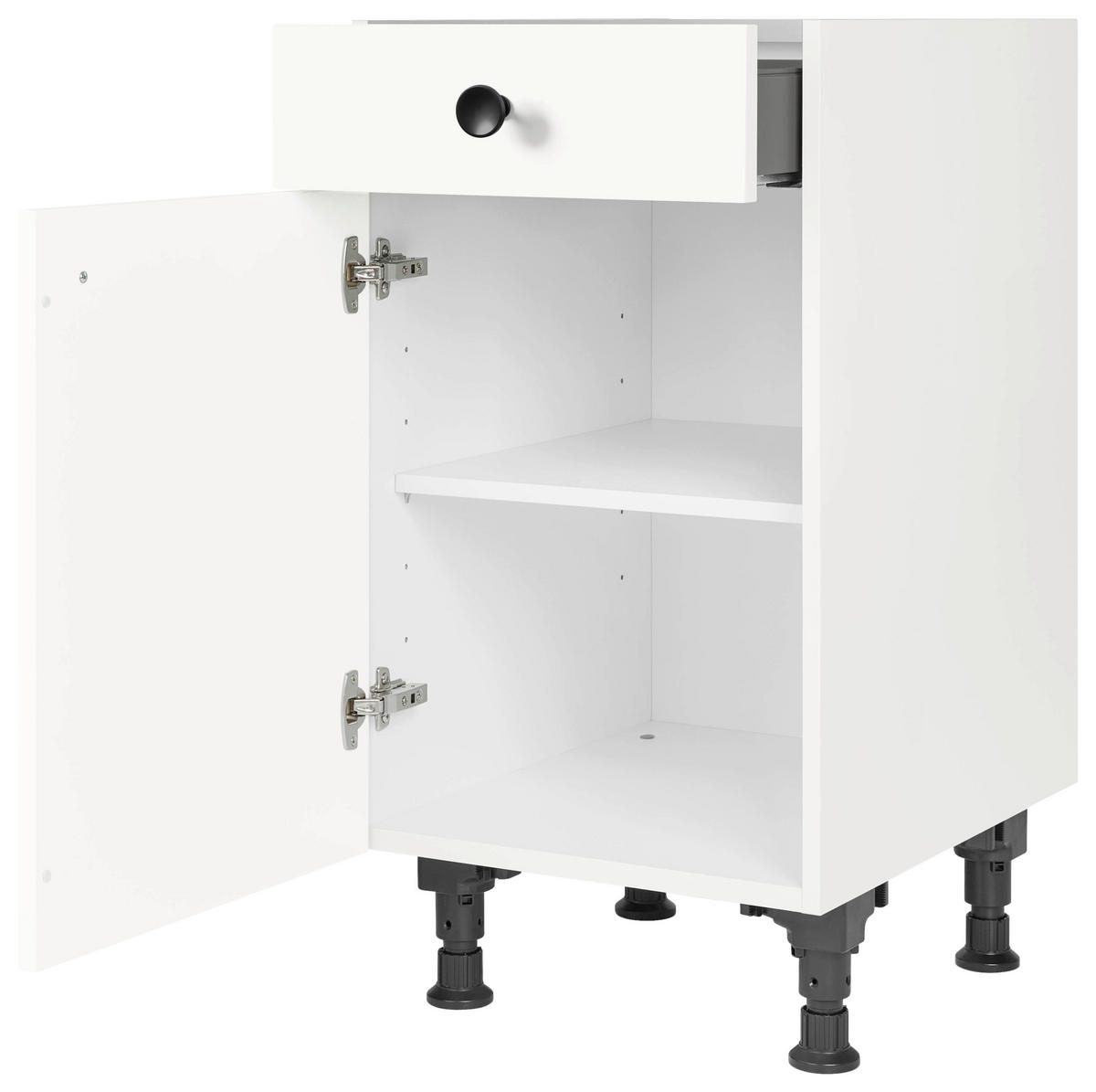 SCHUBKASTENUNTERSCHRANK 45/87/56 cm  in Weiß  - Schwarz/Weiß, MODERN, Holzwerkstoff/Metall (45/87/56cm) - Nobilia