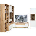 WOHNWAND in Weiß, Alteiche 270/ 165/215/53 cm - Alteiche/Alufarben, KONVENTIONELL, Glas/Holzwerkstoff (270/ 165/215/53cm) - Venda