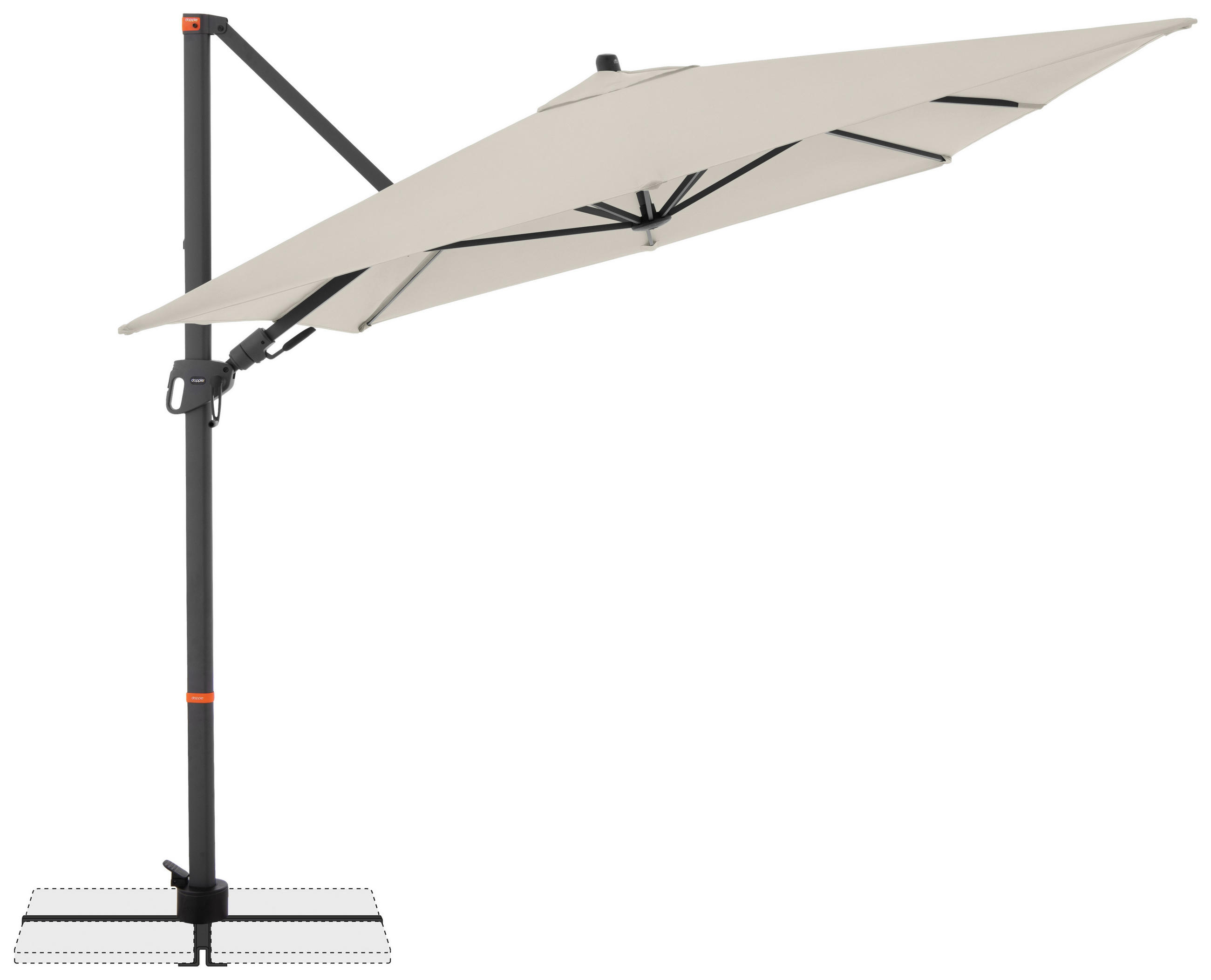 AMPELSCHIRM  320/240 cm  - Anthrazit/Naturfarben, Basics, Textil/Metall (320/240cm) - Doppler