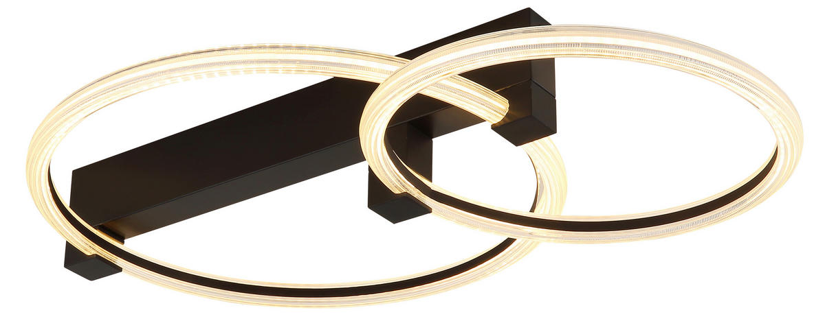 LED-DECKENLEUCHTE Fletcher 58/38/11,5 cm  - Transparent/Schwarz, Design, Kunststoff/Metall (58/38/11,5cm) - Globo