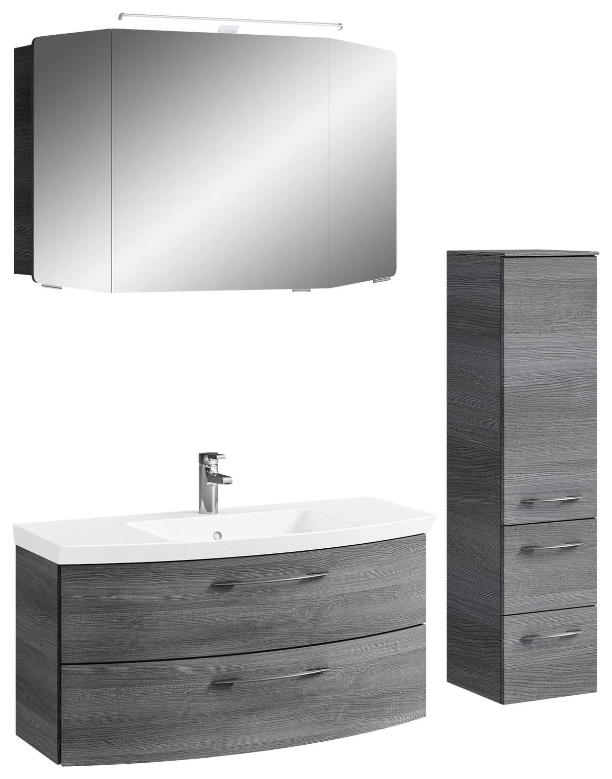 BADEZIMMER 4-teilig  in 131 cm  - Chromfarben/Graphitfarben, KONVENTIONELL, Glas/Holzwerkstoff (131cm) - Pelipal