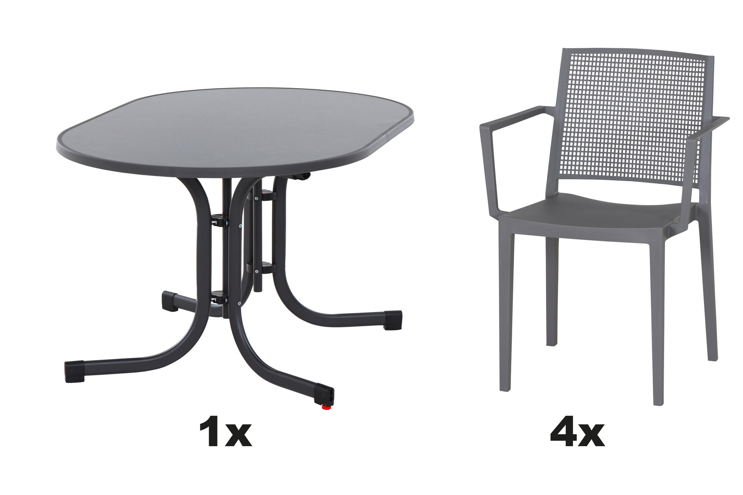 GARTENGARNITUR 5-teilig Stahl  - Anthrazit/Grau, Basics, Kunststoff/Metall (90/80/140cm) - Siena Garden