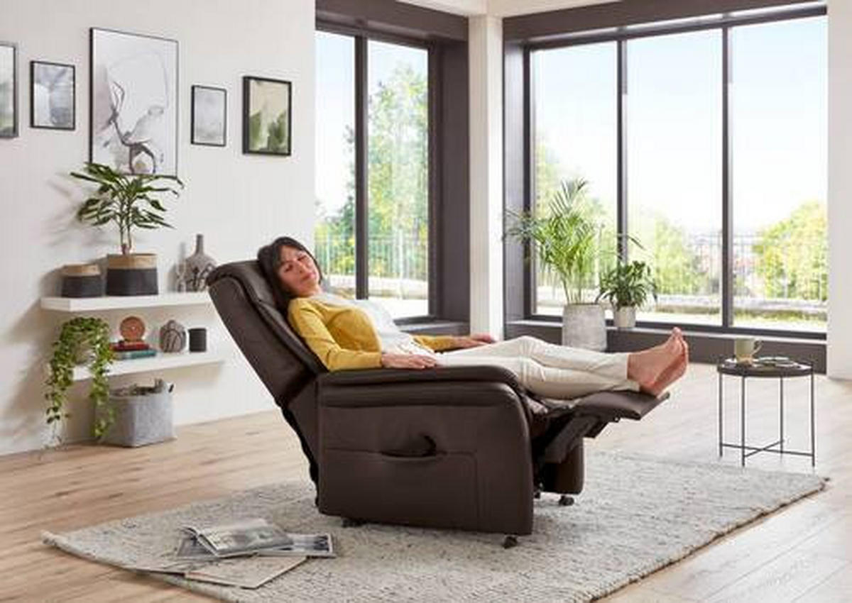 FERNSEHSESSEL in Dunkelbraun  - Dunkelbraun, Konventionell, Leder/Kunststoff (74/107/84cm) - Valdera