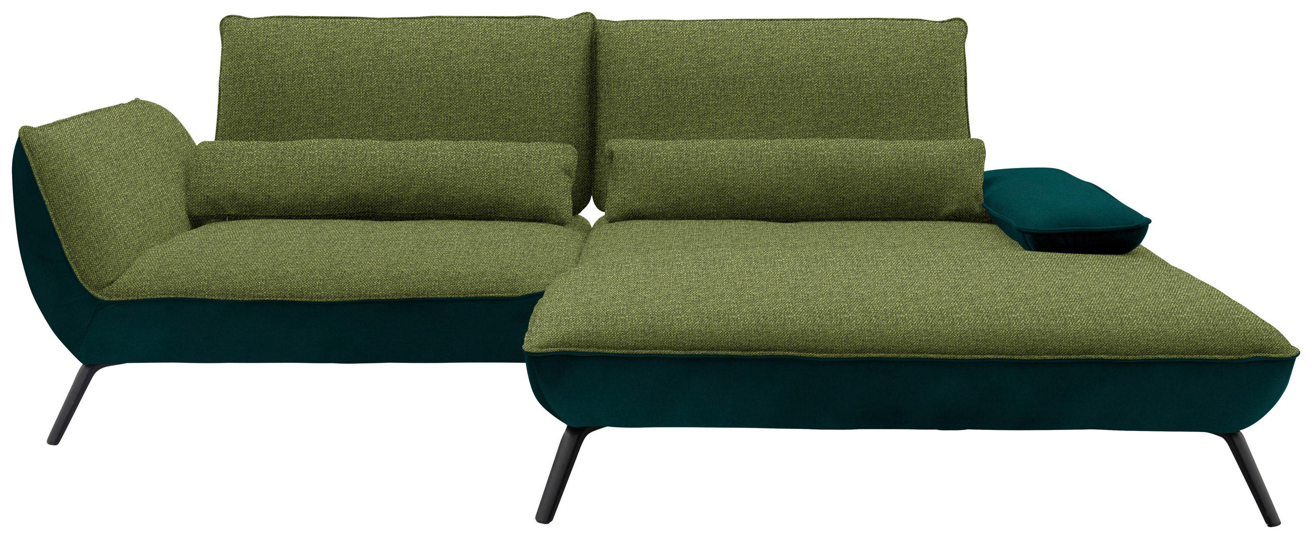 ECKSOFA in Flachgewebe Grün  - Schwarz/Grün, Design, Textil/Metall (273/191cm) - Moderano