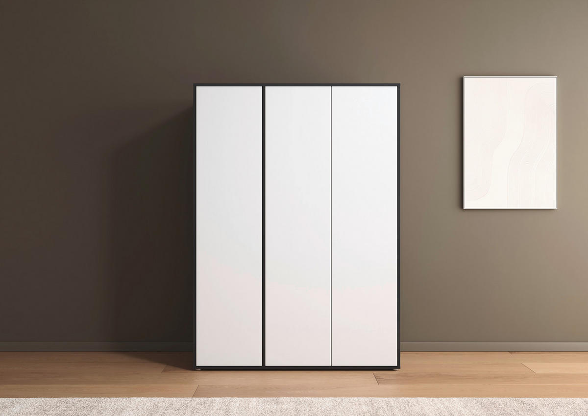 DREHTÜRENSCHRANK in Grau, Weiss  - Weiss/Grau, Modern, Holzwerkstoff (140/194/53cm) - Rauch Möbel