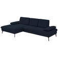 ECKSOFA in Chenille, Mikrofaser Dunkelblau  - Schwarz/Dunkelblau, Design, Textil/Metall (157/299cm) - Dieter Knoll