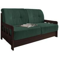 SCHLAFSOFA Textil Nussbaumfarben, Dunkelgrün  - Dunkelgrün/Nussbaumfarben, Modern, Holz/Textil (154/88/90cm) - Livetastic