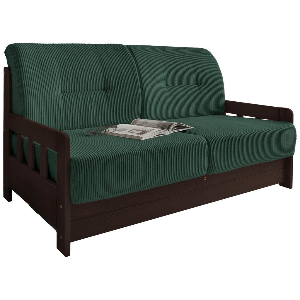 Schlafsofa Camino Nussbaumfarben/Dgrün B: 154 cm