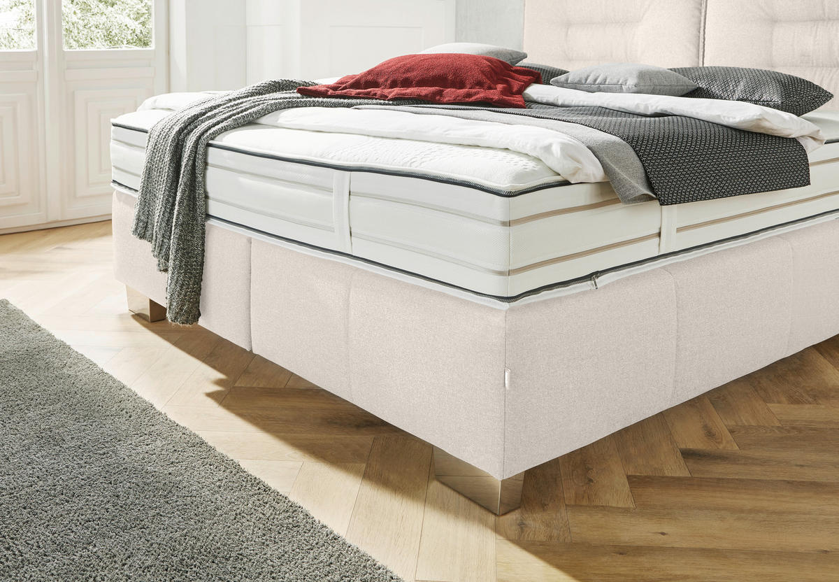 BOXSPRINGBETT 200/200 cm  in Beige  - Chromfarben/Beige, KONVENTIONELL, Textil (200/200cm) - Dieter Knoll