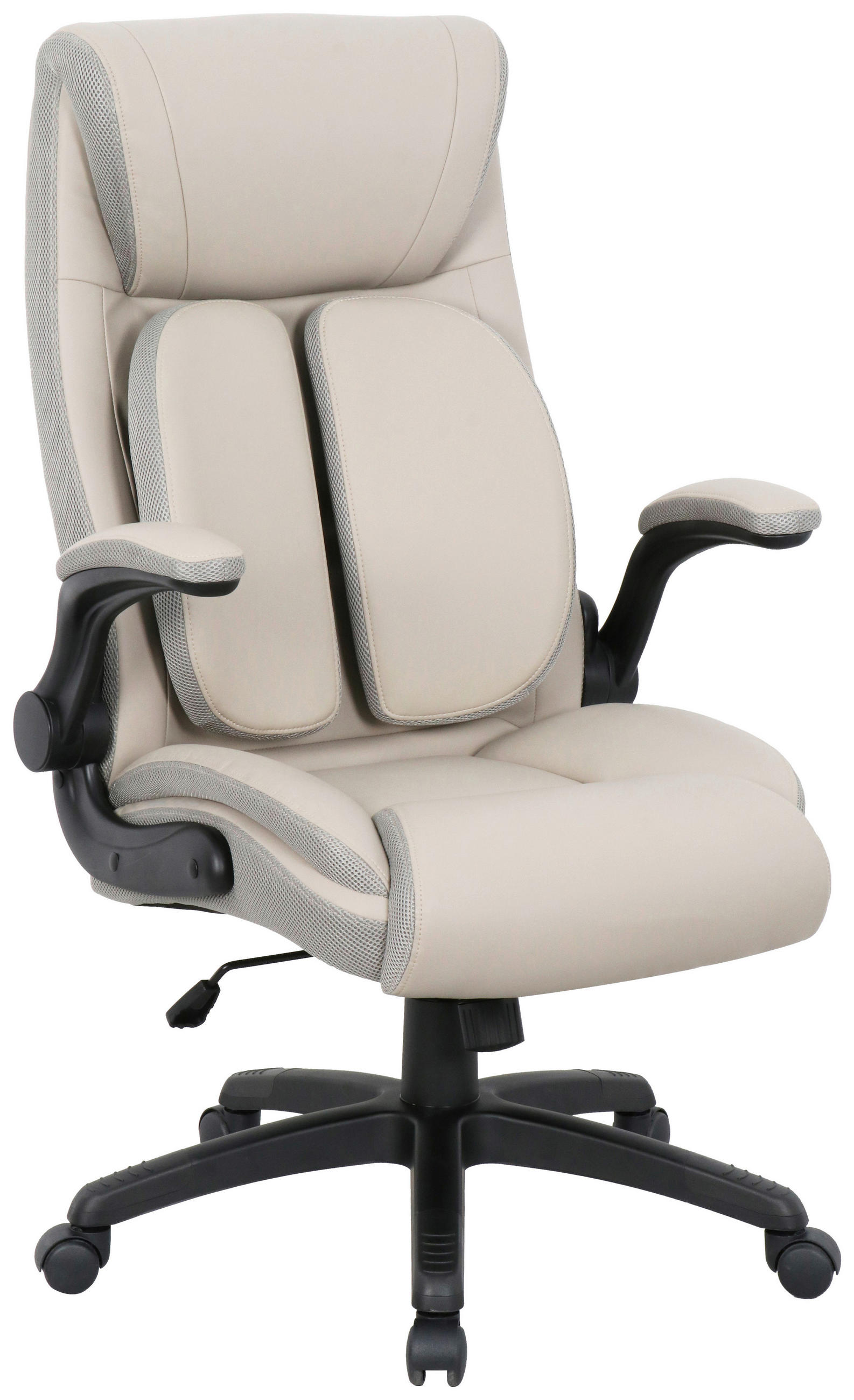 Scaun Directorial, imitație piele, plasă tensionată, gri, negru, taupe - taupe/negru, Konventionell, plastic/metal (70/113-121/74cm) - Cantus