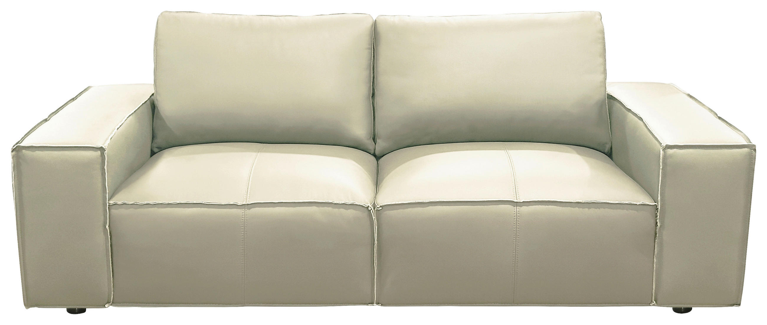 3-SITZER-SOFA VIVO Echtleder Hellgrau  - Hellgrau/Schwarz, Design, Leder/Kunststoff (236/76/96cm) - MID.YOU