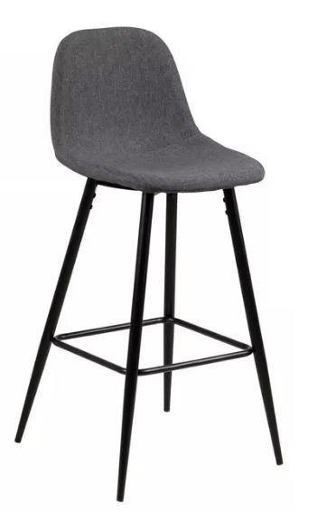 BARHOCKER Grau, Schwarz Stahl  - Schwarz/Grau, Basics, Textil/Metall (46,6/101/51cm) - MID.YOU