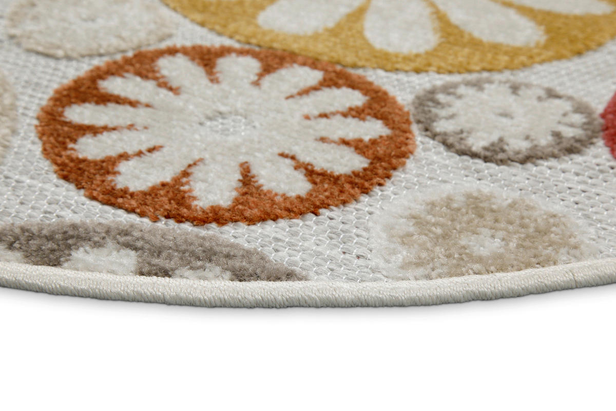 OUTDOORTEPPICH  für Terrasse und Balkon 120 cm Flowerdrops Multicolor  - Multicolor, Design, Textil (120cm) - WECON HOME