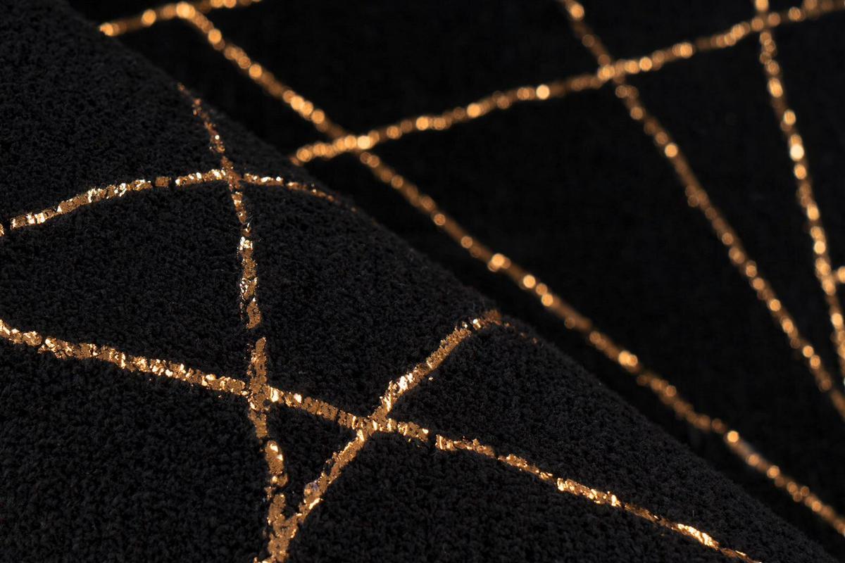 LÄUFER 80/150 cm Bijou 125 Schwarz / Gold Goldfarben, Schwarz  - Goldfarben/Schwarz, KONVENTIONELL, Textil (80/150cm)