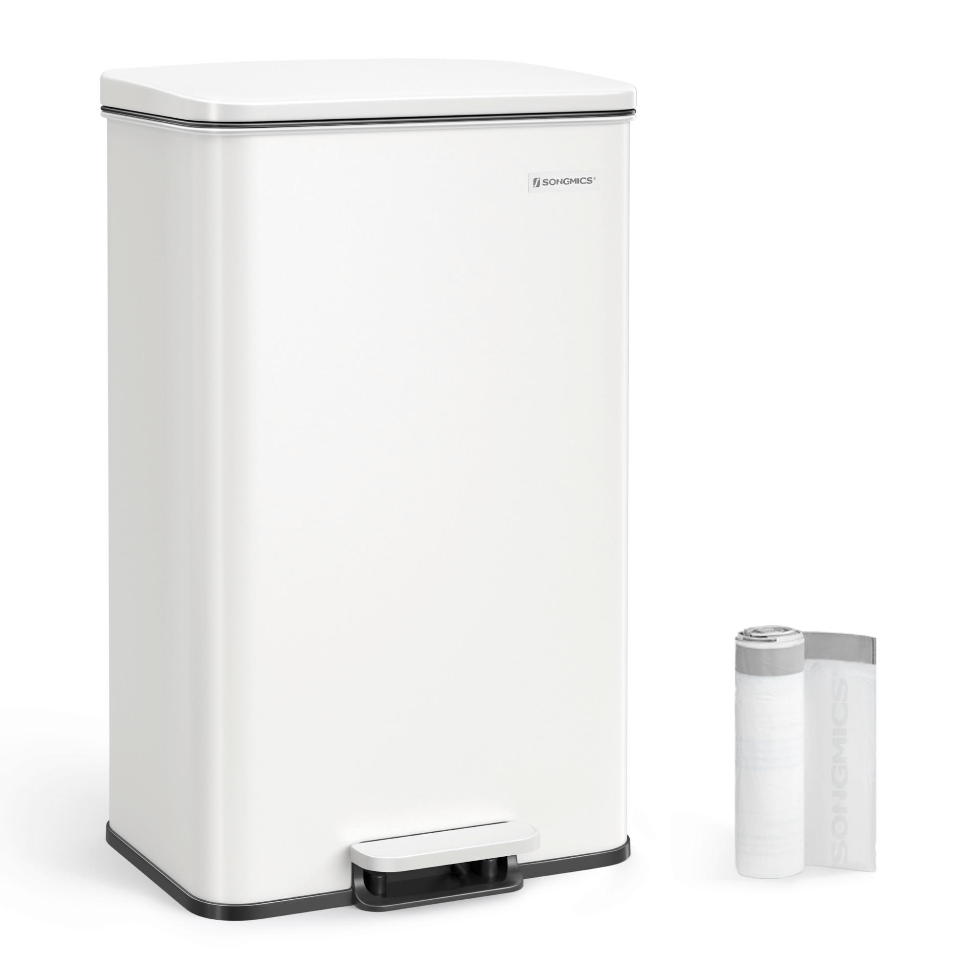 KOŠ NA ODPADKY  40 l - bílá/černá, Basics, kov/plast (34,8/55,7/32cm)