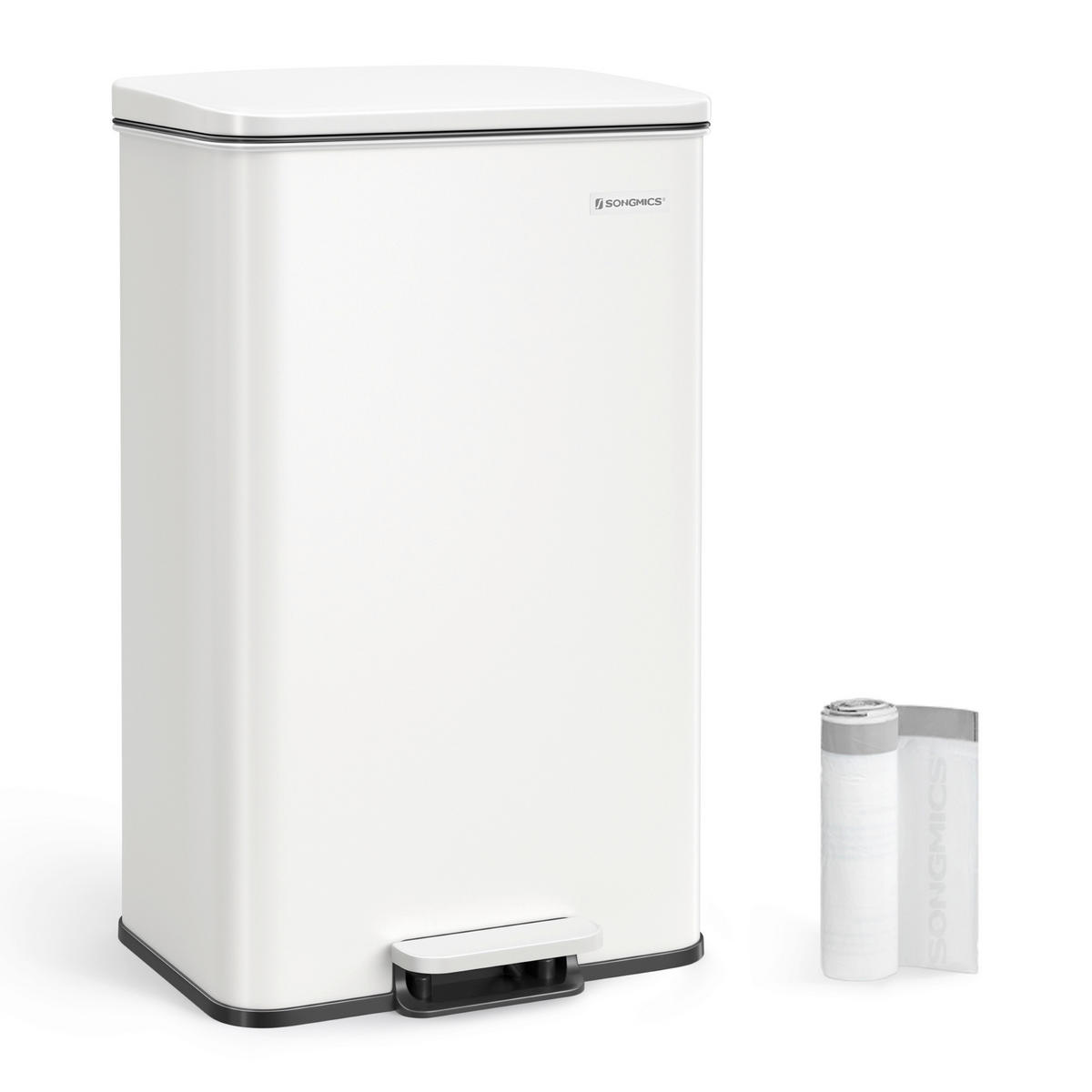 KOŠ NA ODPADKY  40 l - bílá/černá, Basics, kov/plast (34,8/55,7/32cm)
