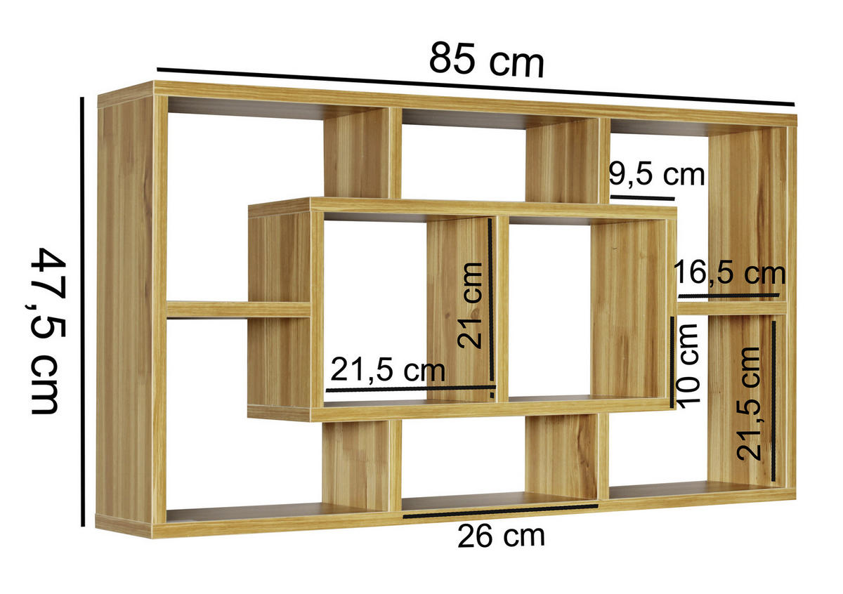POLICA ZIDNA boje bukve  drvni materijal  - boje bukve, Konvencionalno, drvni materijal (85/47,5/16cm) - MID.YOU