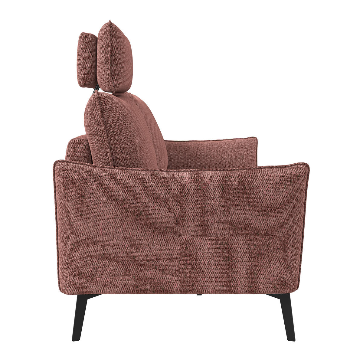 3-SITZER-SOFA Chenille Bordeaux  - Bordeaux/Schwarz, Konventionell, Textil/Metall (184/90/92cm) - Elegando