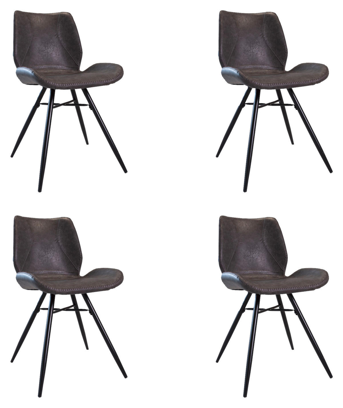 SADA ŽIDLÍ 4 kusy - černá/antracitová, Konvenční, kov/textil (47/82/55cm) - MID.YOU