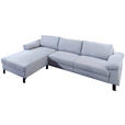 ECKSOFA  in Velours Hellblau  182/288 cm  - Schwarz/Hellblau, Design, Textil/Metall (182/288cm) - Hom`in