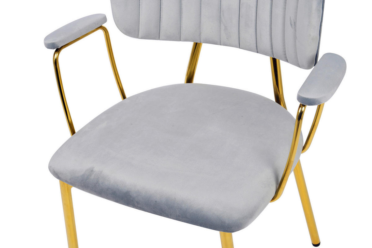 SADA ŽIDLÍ S PODRUČKAMI 2 kusy - šedá/barvy zlata, Moderní, kov/textil (63/80/51cm) - MID.YOU