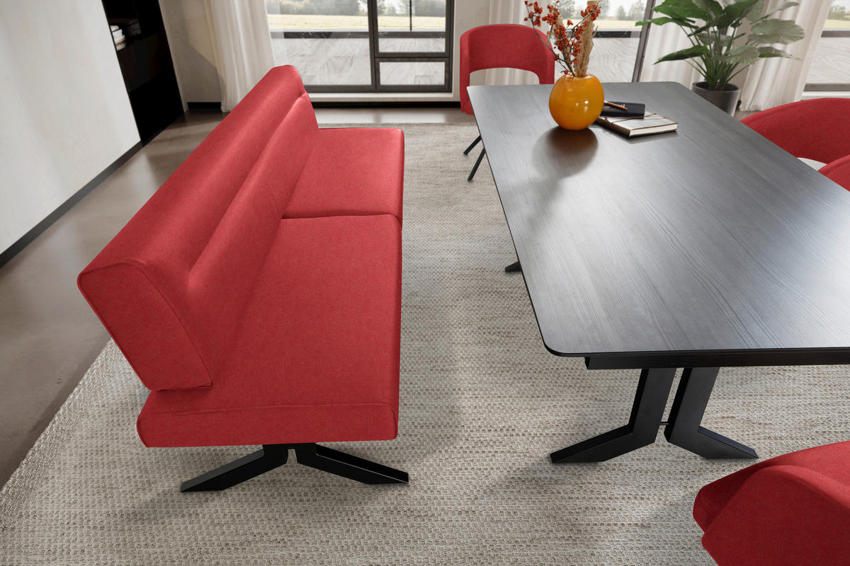 SITZBANK in Metall, Textil Rot  - Rot/Schwarz, Konventionell, Textil/Metall (220/87/70cm) - Moderano