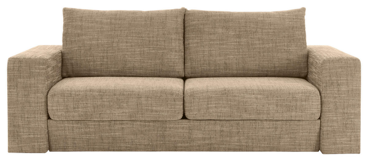 ZWEISITZER-SOFA inkl. Hocker Webstoff Braun, Beige  - Beige/Schwarz, Design, Kunststoff/Textil (172/96/107cm) - LOOKS by W.Joop