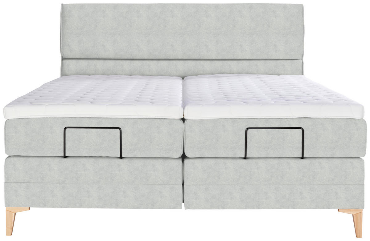 BOXSPRINGBETT 180/200 cm  in Hellgrau  - Eichefarben/Hellgrau, Konventionell, Holz/Textil (180/200cm) - Voleo