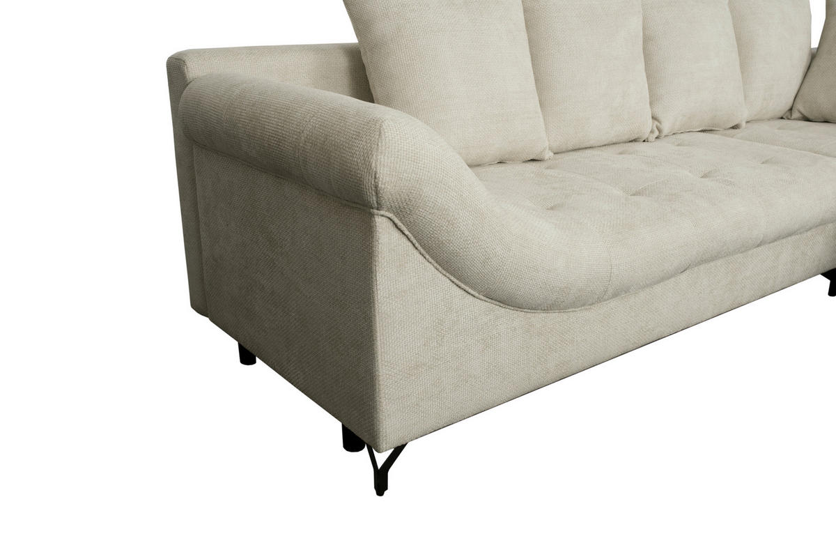 ECKSOFA Hellgrau Struktur  - Hellgrau/Schwarz, KONVENTIONELL, Textil/Metall (274/194cm) - Carryhome