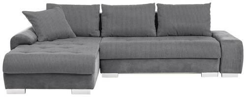 ECKSOFA Grau, Dunkelgrau Webstoff, Flachgewebe  - Dunkelgrau/Alufarben, Design, Kunststoff/Textil (198/278cm) - Carryhome