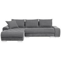 ECKSOFA Grau, Dunkelgrau Webstoff, Flachgewebe  - Dunkelgrau/Alufarben, Design, Kunststoff/Textil (198/278cm) - Carryhome