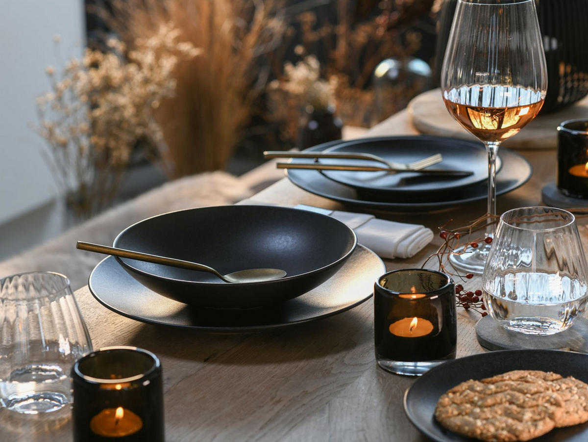 TAFELSERVICE Soft Touch Black 12-teilig  - Schwarz, Modern, Keramik - Creatable