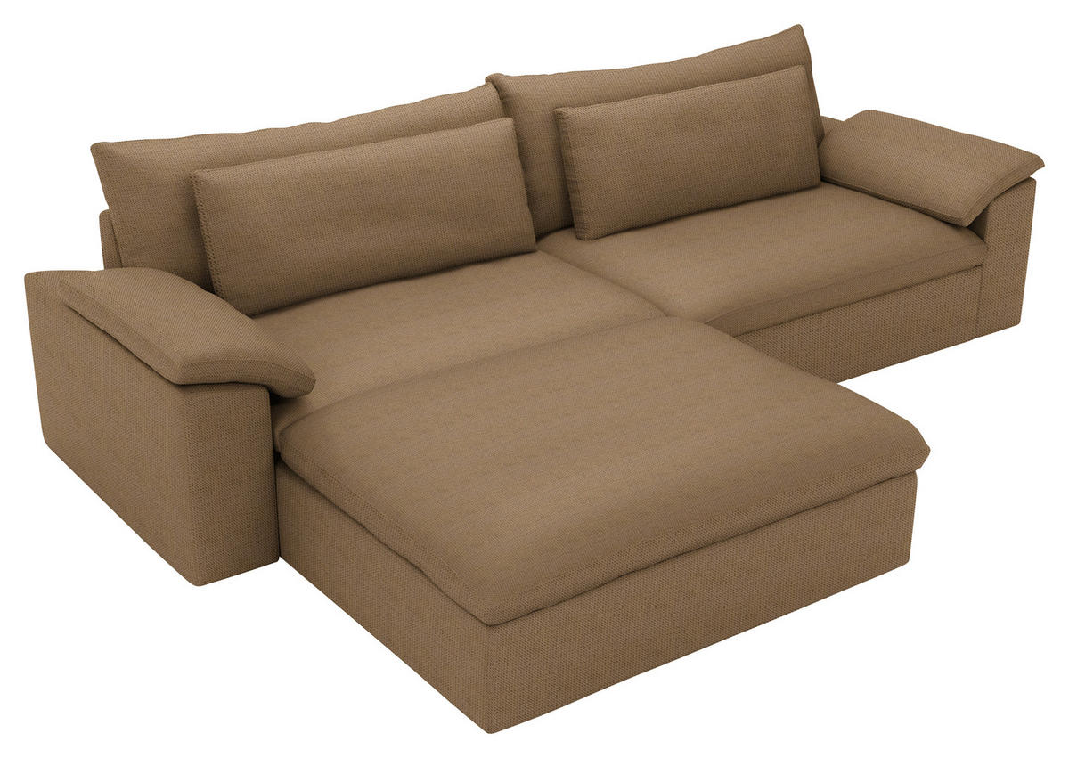 ECKSOFA  Chenille Rostfarben  - Rostfarben/Schwarz, Modern, Kunststoff/Textil (198/306cm) - Carryhome