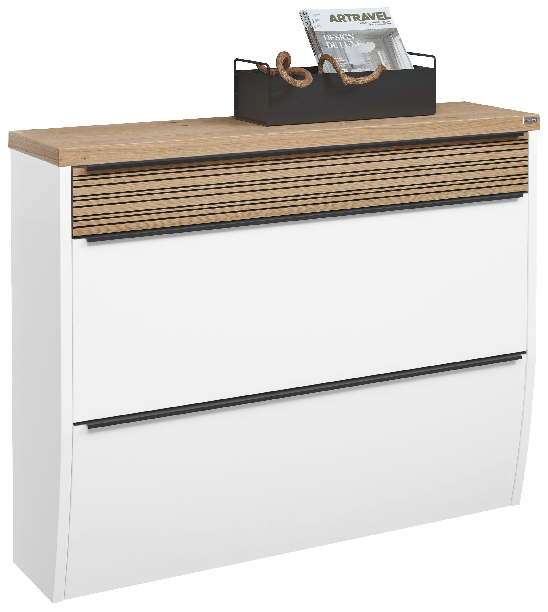 Dieter Knoll Schuhkipper Anthrazit, Weiß, Eiche 121x95x31 cm