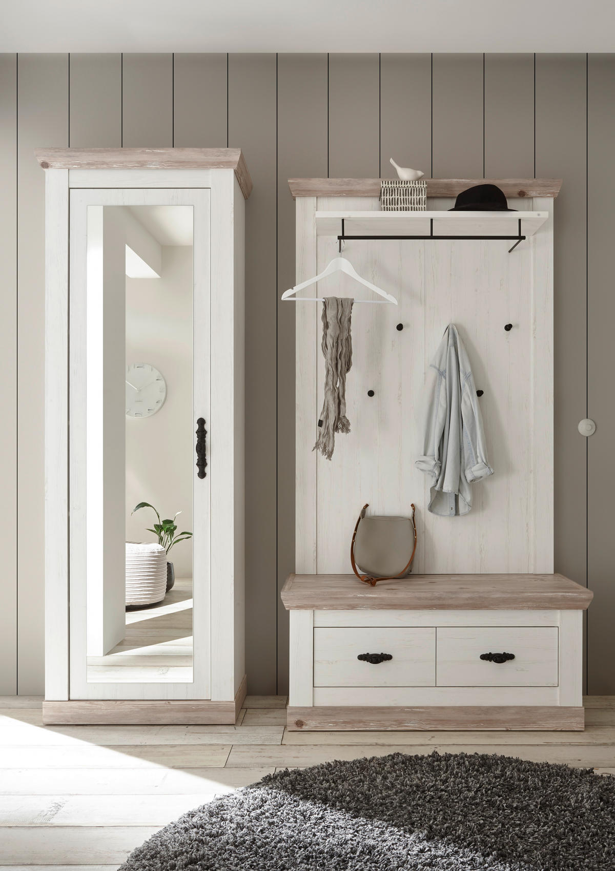 GARDEROBE 3-teilig  in 190/201/45 cm  - Hellbraun/Pinienfarben, Design, Holzwerkstoff (190/201/45cm) - MID.YOU
