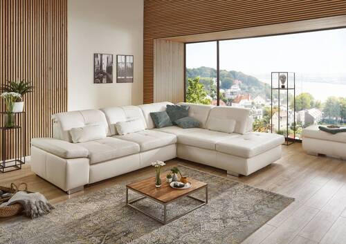 ECKSOFA Beldomo Premium Weiß Echtleder - Weiß, Basics, Leder/Metall (312/260cm) - Beldomo Premium